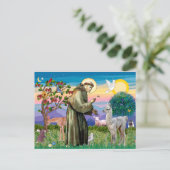 Carte Postale Saint François et bébé lama (Debout devant)