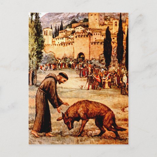 Carte Postale Saint François et le loup (Devant)