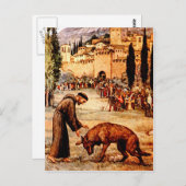 Carte Postale Saint François et le loup (Devant / Derrière)
