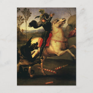 Carte Postale Saint George combattre le dragon par Raphael Sanzi