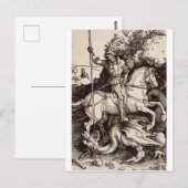 Carte Postale Saint George et le Dragon par Durer (Devant / Derrière)
