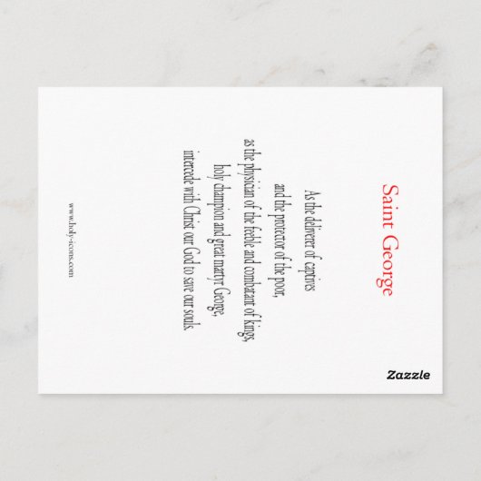 Carte Postale Saint George Prayer Card (Dos)