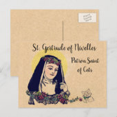 Carte Postale Saint Gertrude de Nivelles Patron Saint des Chats (Devant / Derrière)