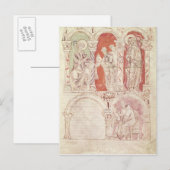 Carte Postale Saint Jean Cassien écrivant et moines offrant (Devant / Derrière)