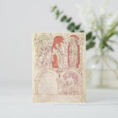 Carte Postale Saint Jean Cassien écrivant et moines offrant (Debout devant)