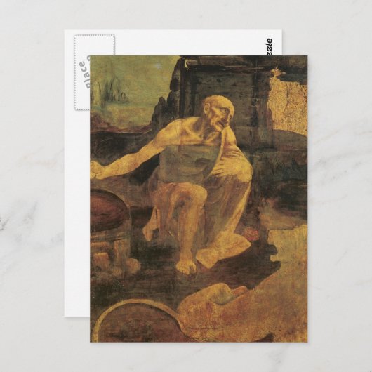 Carte Postale Saint Jérôme par Leonardo da Vinci vers 1481 (Devant / Derrière)