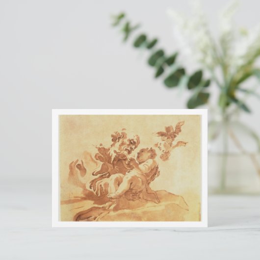 Carte Postale Saint Joseph adorant le Christ Enfant (stylo, encr (Debout devant)