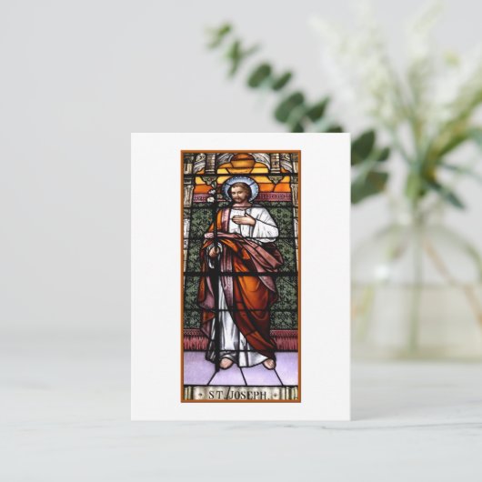 Carte Postale Saint Joseph priez pour nous - vitraux (Debout devant)