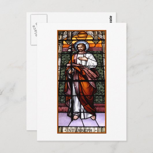 Carte Postale Saint Joseph priez pour nous - vitraux (Devant / Derrière)