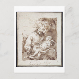 Carte Postale Saint-Joseph with the Sleeping Christ Child (pen &