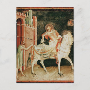 Carte Postale Saint Martin partageant son manteau avec le mendia