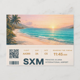 Carte Postale Saint Martin SXM Boarding Pass Sunset