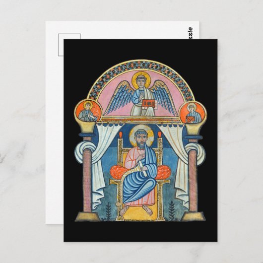 Carte Postale Saint Matthew - Manuscrit médiéval (Devant / Derrière)