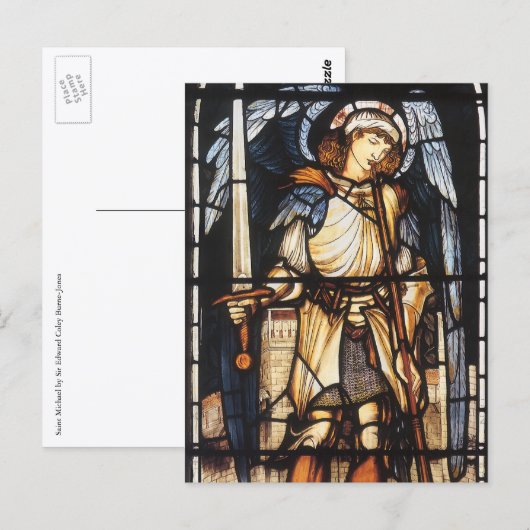 Carte Postale Saint Michael par Sir Edward Coley Burne-Jones (Devant / Derrière)