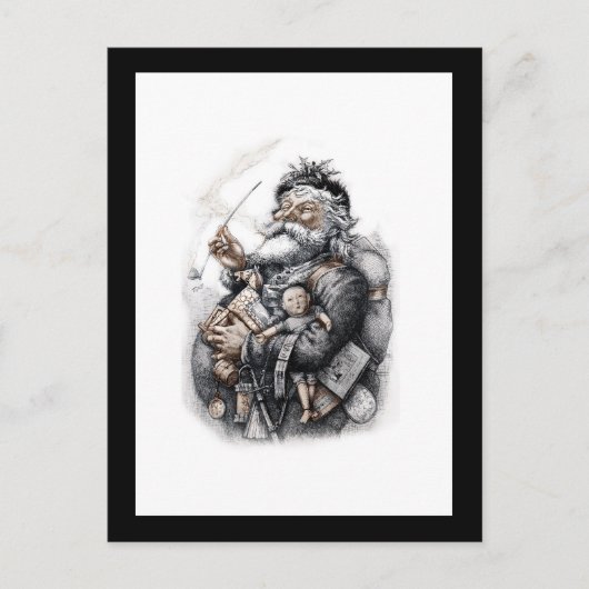 Carte Postale Saint Nicolas avec son pack de jouets (Devant)