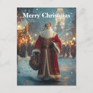 Carte Postale Saint Nicolas dans un village de neige festif