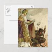 Carte Postale Saint Nicolas Krampus Prêtre de la fourche (Devant / Derrière)