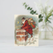 Carte Postale Saint Nicolas victorien de Noël sur le toit (Debout devant)