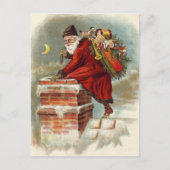 Carte Postale Saint Nicolas victorien de Noël sur le toit (Devant)