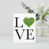 Carte Postale Saint Patrick | Amour | coeur étincelant vert (Debout devant)