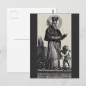 Carte Postale Saint Patrick Apôtre d'Irlande Art monochrome (Devant / Derrière)