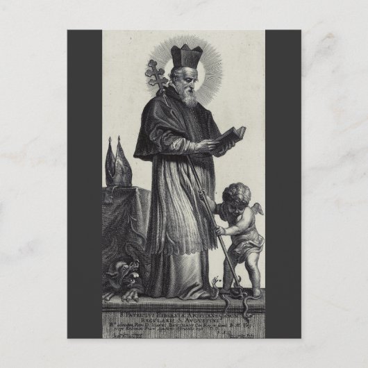 Carte Postale Saint Patrick Apôtre d'Irlande Art monochrome (Devant)