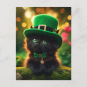 Carte Postale Saint Patrick Noir Fête Kitten (Devant)