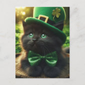 Carte Postale Saint Patrick Noir Fête Kitten (Devant)