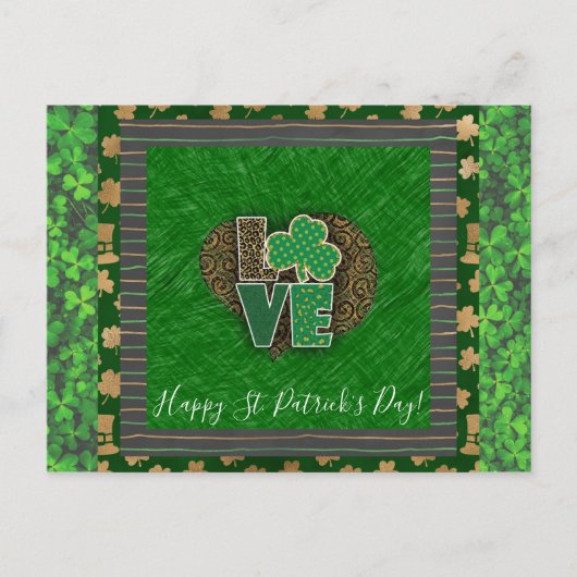 Carte Postale Saint-Patrick Shamrock Amour (Devant)