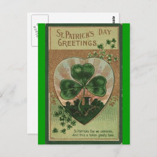 Carte Postale Saint-Patrick vintage (Devant / Derrière)