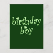 Carte Postale Saint Patrick's Birthday Boy avec Shamrock (Devant)