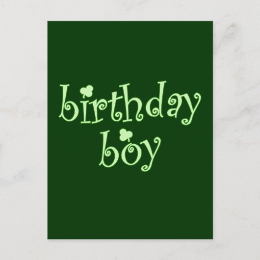 Carte Postale Saint Patrick's Birthday Boy avec Shamrock (Devant)