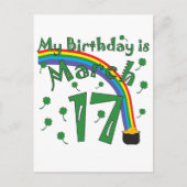 Carte Postale Saint Patrick's Day Anniversaire (Devant)