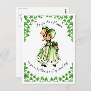 Carte Postale Saint Patrick's Day Anniversaire Petite fille irla