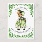 Carte Postale Saint Patrick's Day Anniversaire Petite fille irla (Devant)