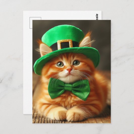 Carte Postale Saint Patricks Day Ginger Kitten (Devant / Derrière)