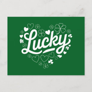 Carte Postale Saint Patrick's Day Heart Lucky Clover Shamrock