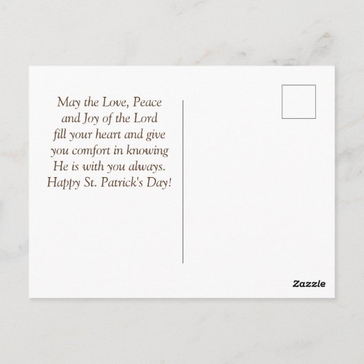 Carte Postale Saint Patrick's Day Irish Blessing Coeurs Shamrock (Dos)