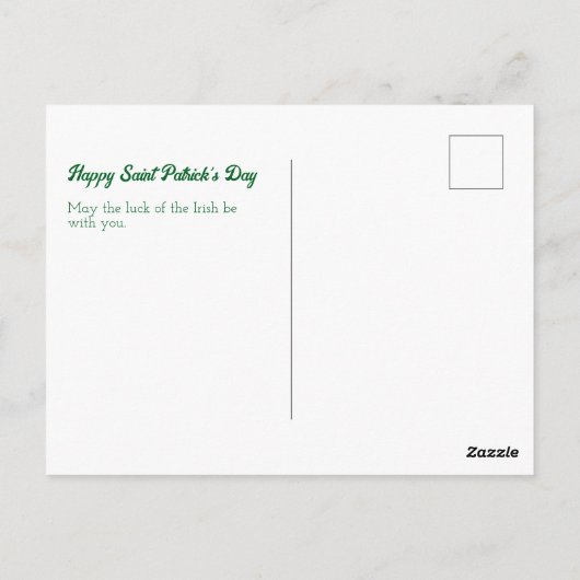 Carte Postale Saint Patrick's Day Leprechaun en Pot d'Or (Dos)