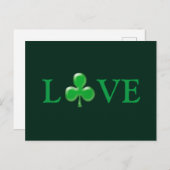 Carte Postale Saint Patrick's Day Love Green Clover Shamrock (Devant / Derrière)