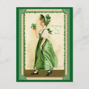Carte Postale Saint Patrick's Day Portant le Vintage vert
