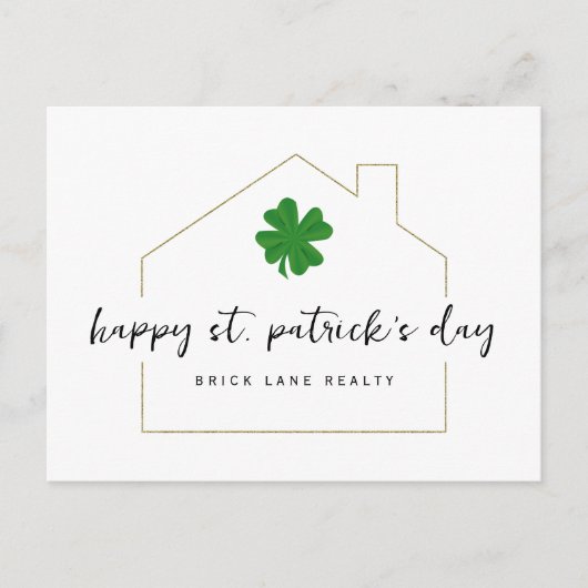 Carte Postale Saint Patrick's Day Shamrock immobilier (Devant)