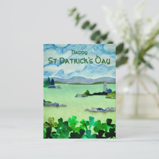 Carte Postale Saint Patrick's Day Shamrock Paysage vert (Debout devant)