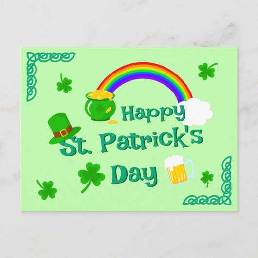 Carte Postale Saint Patrick's Day Shamrock Pot of Gold Celtic Kn (Devant)