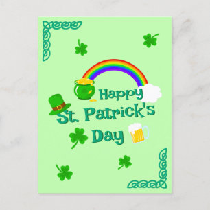 Carte Postale Saint Patrick's Day Shamrock Pot of Gold Celtic Kn