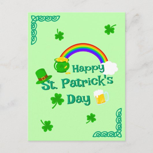 Carte Postale Saint Patrick's Day Shamrock Pot of Gold Celtic Kn (Devant)
