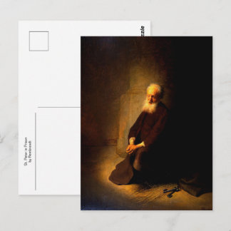 carte postale Saint Pierre en prison par Rembrandt