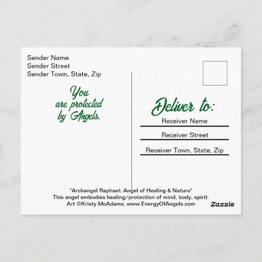Carte Postale Saint Raphaël Archange Ange Guérisseur Prière Note (Dos)