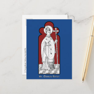 Carte postale Saint Thomas Becket tenant une épée