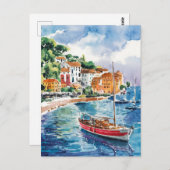 Carte Postale Saint Tropez France Peinture aquarelle (Devant / Derrière)